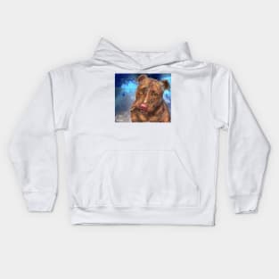 Painting of a Red Nose Pit Bull with a Cigar Kids Hoodie
